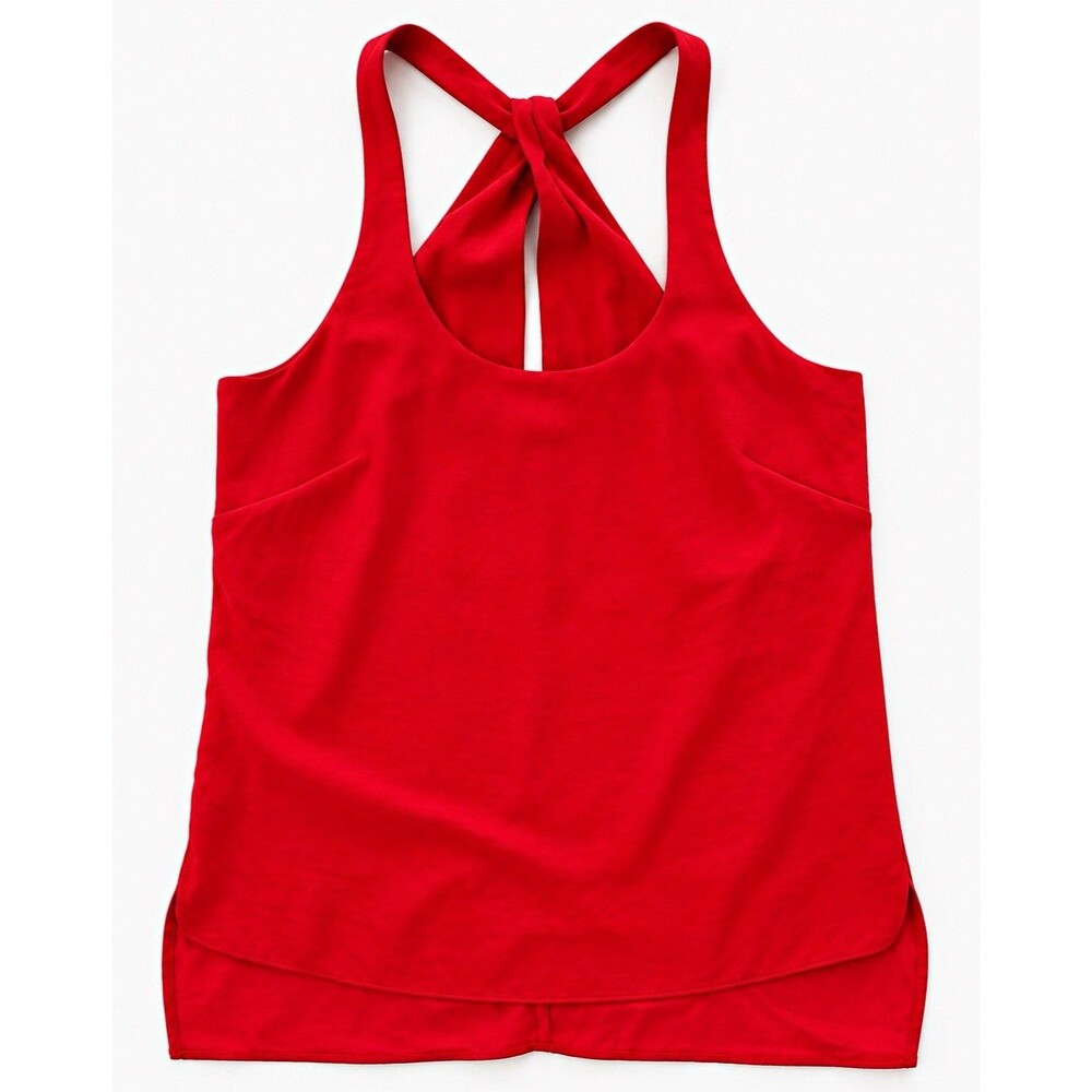 BCBGMAXAZRIA Edita Tank Top XS Lipstick Red Twist Back Hi Low Y2K Going Out